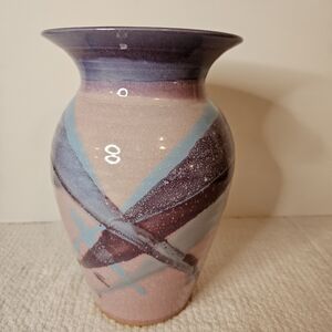 CATHY GERSON VINTAGE SIGNED STUDIO ART POTTERY Vase Abstract Pink Blue Mauv